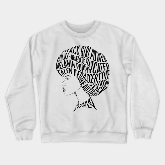 Afro Hair Word Art Design Crewneck Sweatshirt by atomstartup